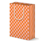 Coral Checkerboard Gift Bags - Joy