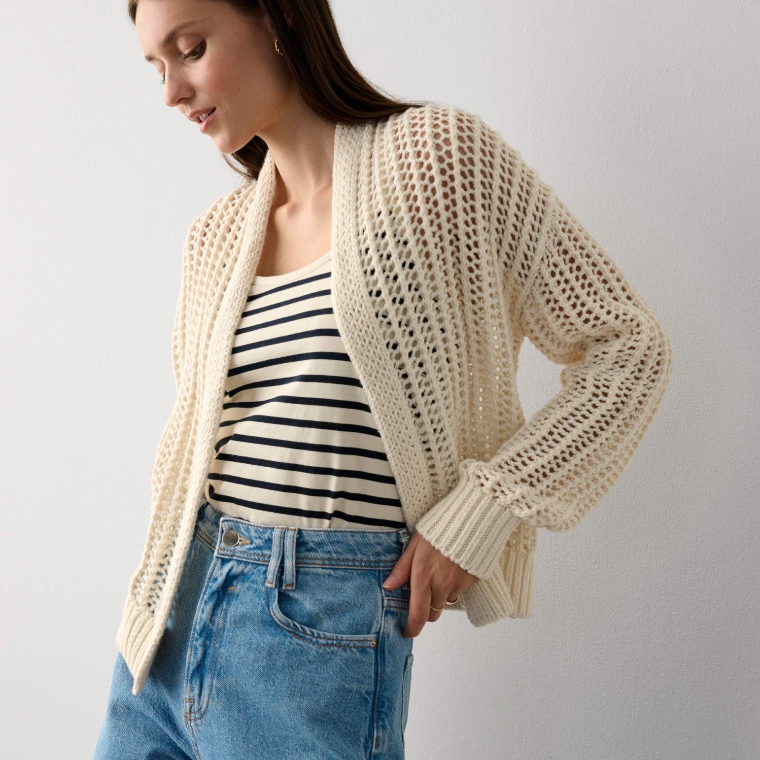 Cotton Open Knit Cardigan - Joy