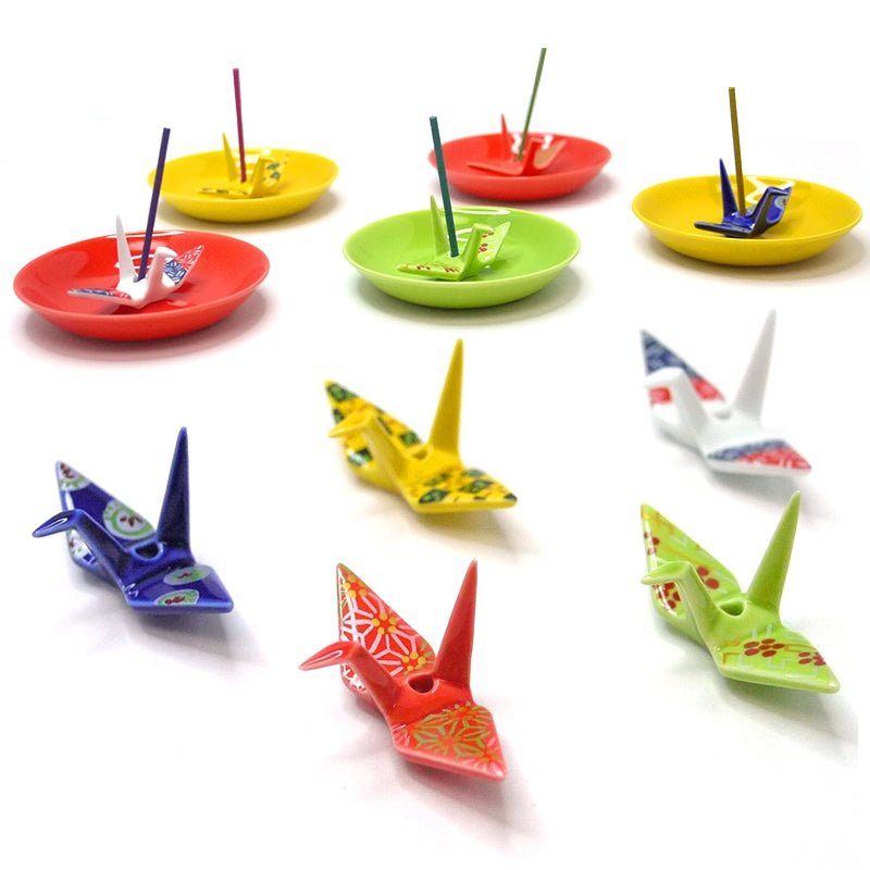 Crane Incense Holder - White Brocade - Joy