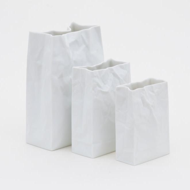 Crinkle White Vase - Joy