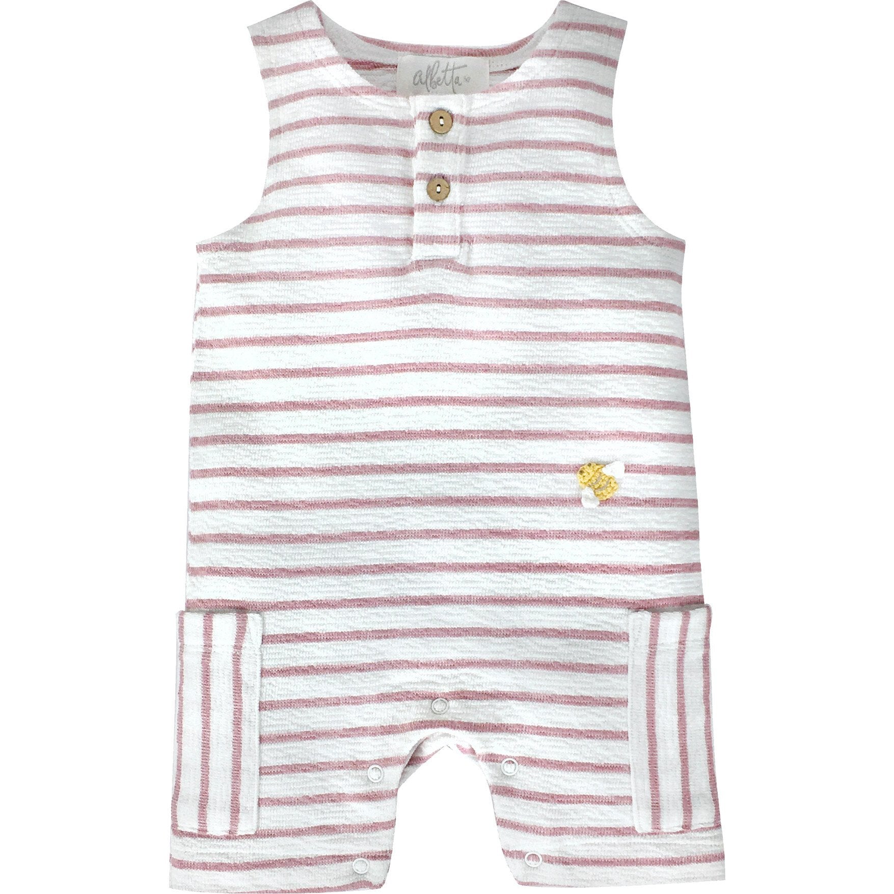 Crochet Mini Bee Pink Stripe Romper 6 - 12M - Joy