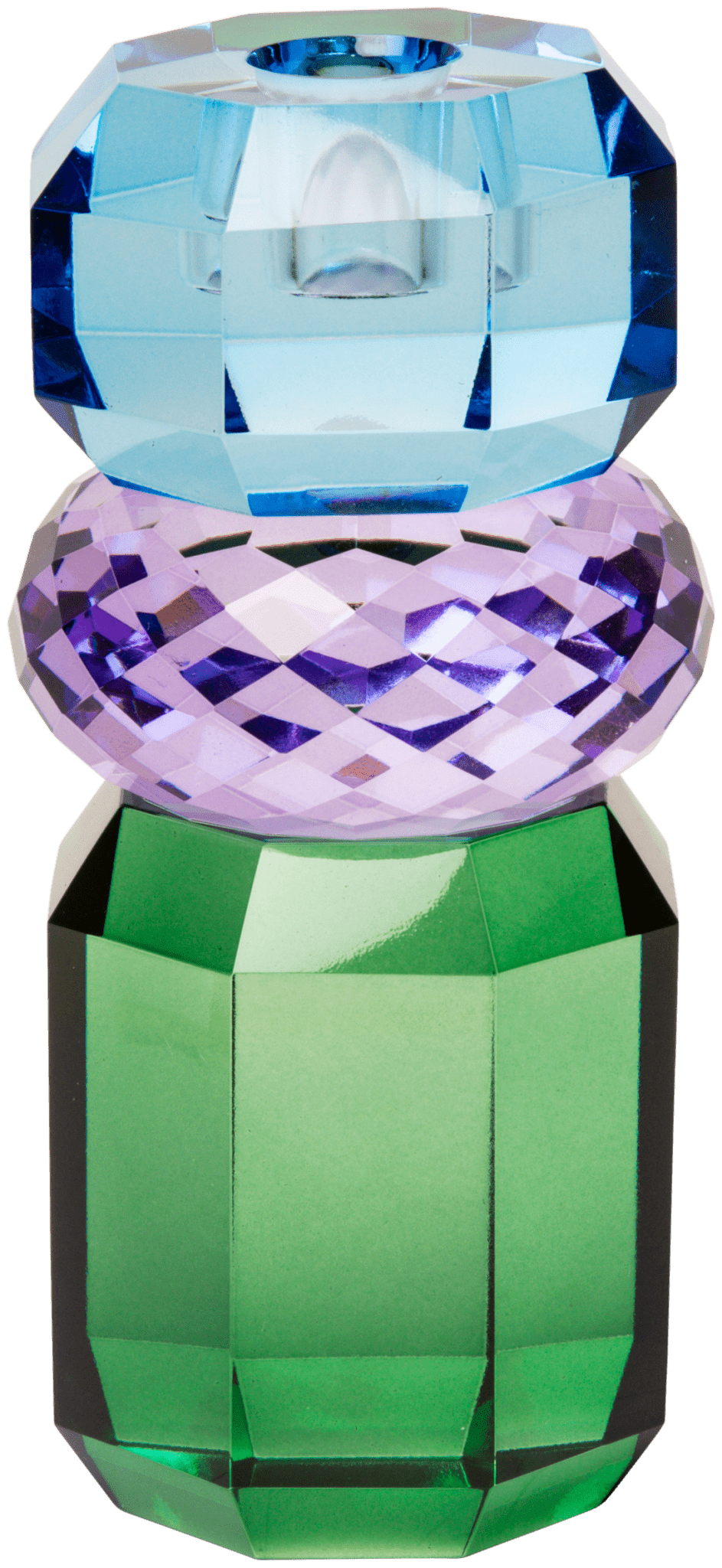 Crystal Candle Holder, Green/Violet/Cobalt - Joy