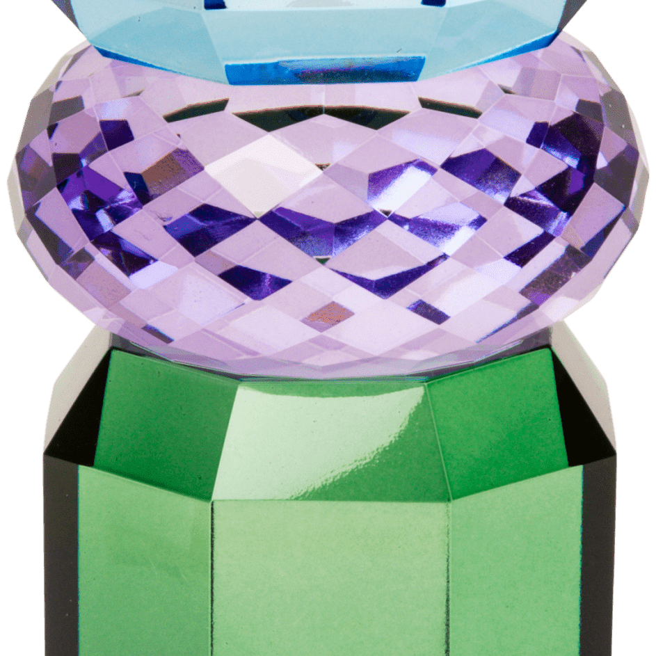 Crystal Candle Holder, Green/Violet/Cobalt - Joy