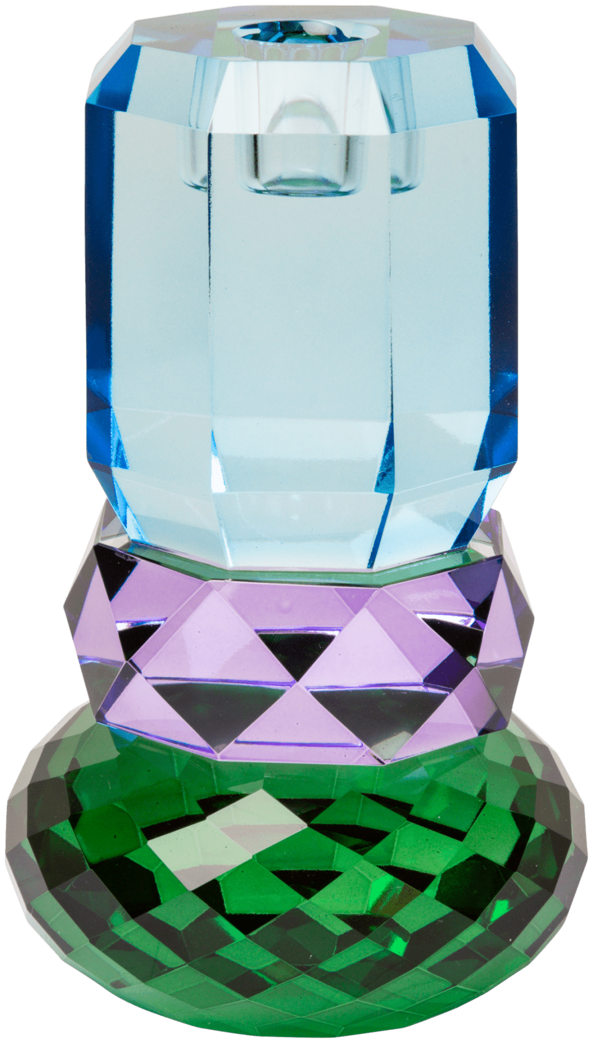 Crystal Candle Holder, Green/Violet/Cobalt - Joy
