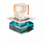 Crystal Candle Holder, Petrol/Pink/Peach - Joy Gift Shoppe