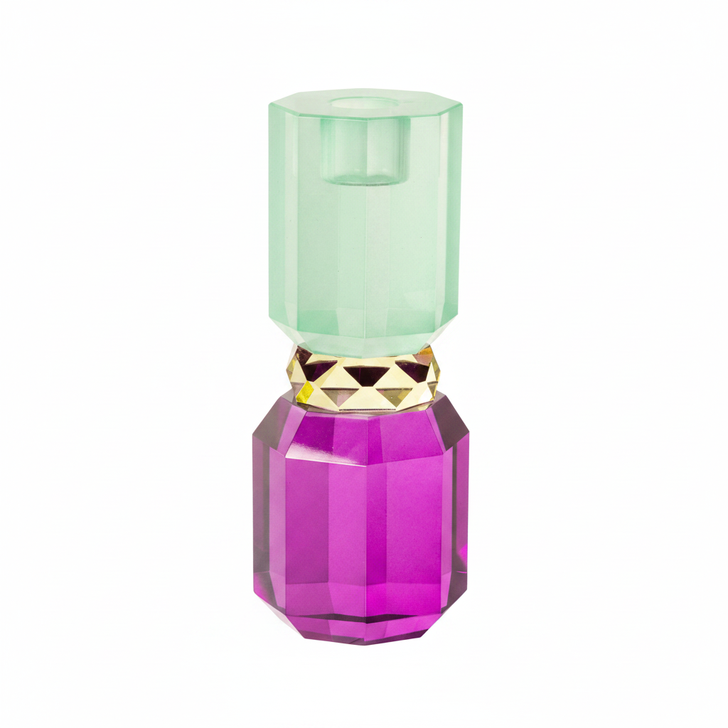 Crystal Candle Holder, Plum/Neon/Opal - Joy