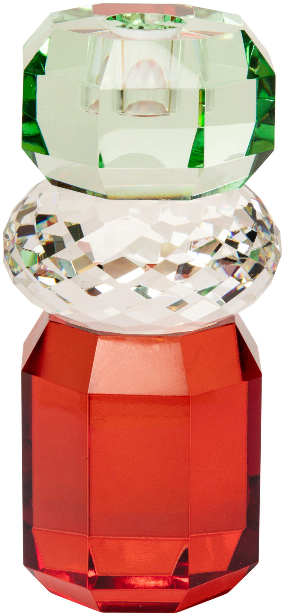 Crystal Candle Holder, Red/Clear/Light Mint - Joy