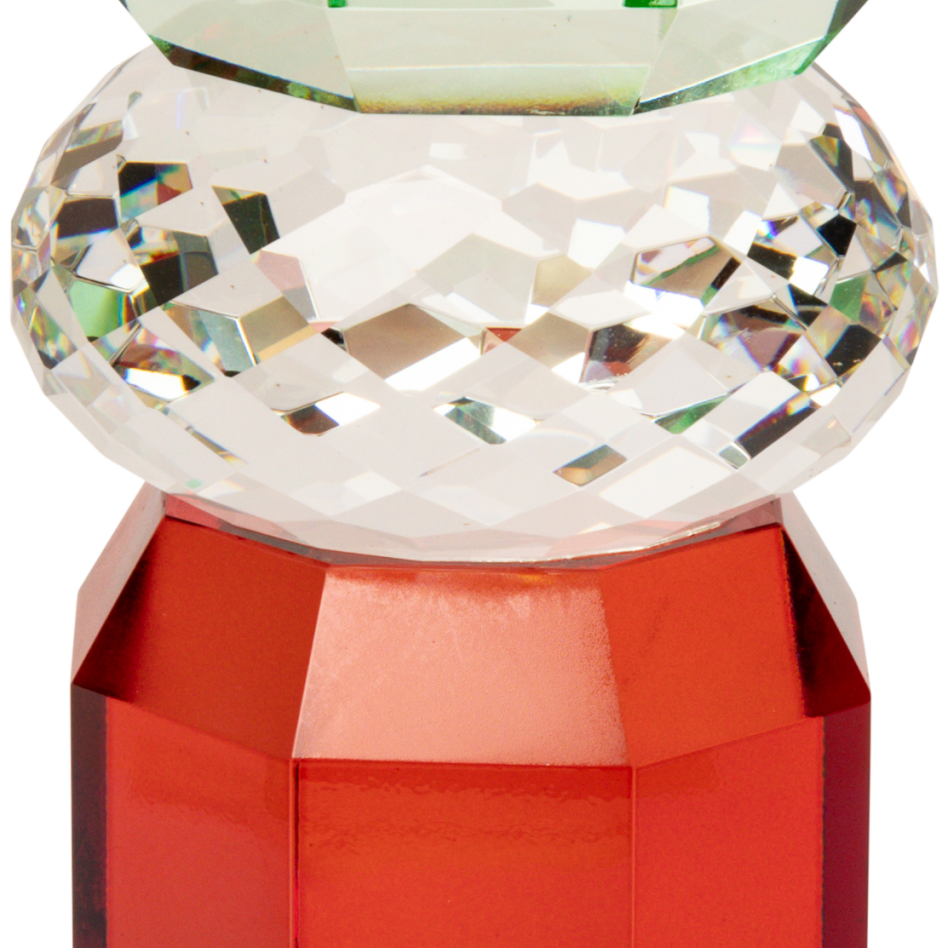 Crystal Candle Holder, Red/Clear/Light Mint - Joy