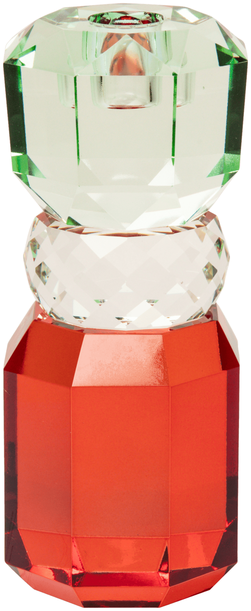Crystal Candle Holder, Red/Clear/Light Mint - Joy