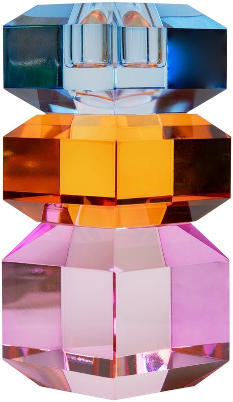Crystal Candle Holder, Violet/Amber/Cobalt - Joy