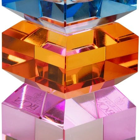 Crystal Candle Holder, Violet/Amber/Cobalt - Joy
