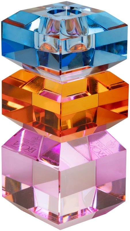 Crystal Candle Holder, Violet/Amber/Cobalt - Joy