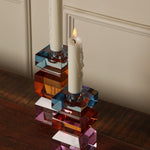 Crystal Candle Holder, Violet/Amber/Cobalt - Joy