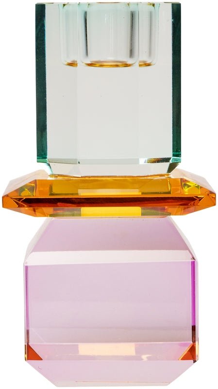 Crystal Candle Holder, Violet/Amber/Light Mint - Joy