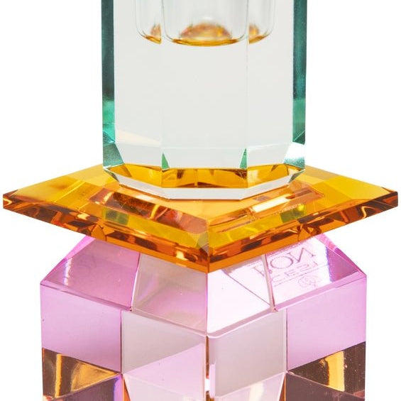 Crystal Candle Holder, Violet/Amber/Light Mint - Joy