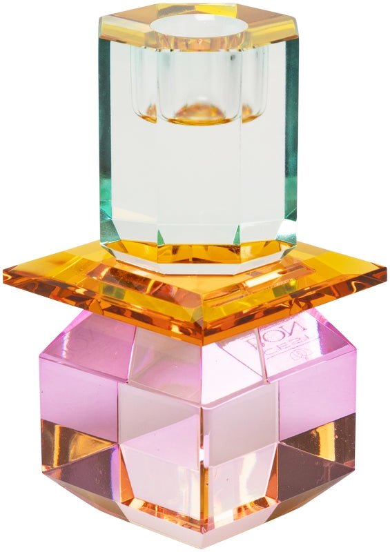 Crystal Candle Holder, Violet/Amber/Light Mint - Joy