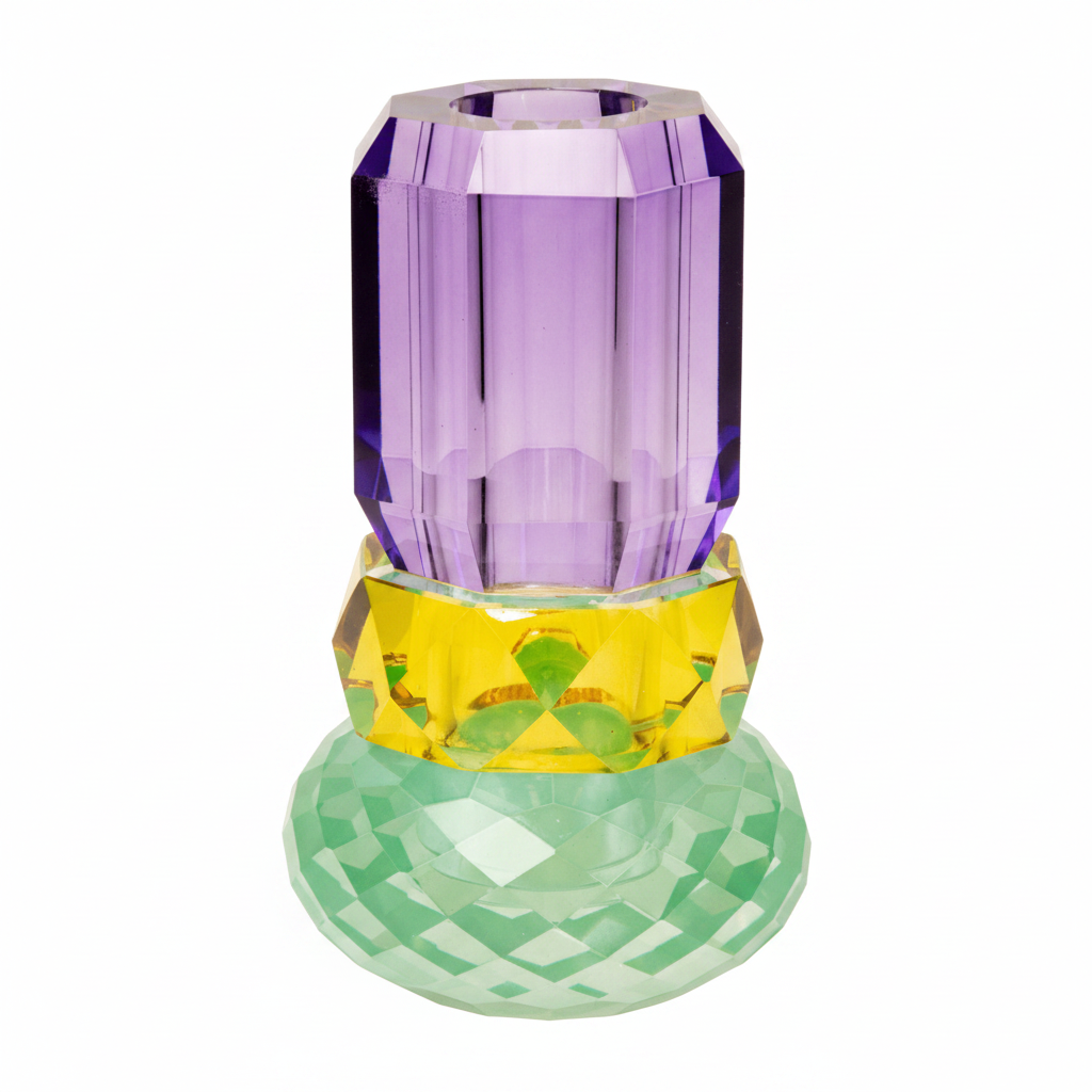 Crystal Vase, Mint/Yellow/Violet - Joy