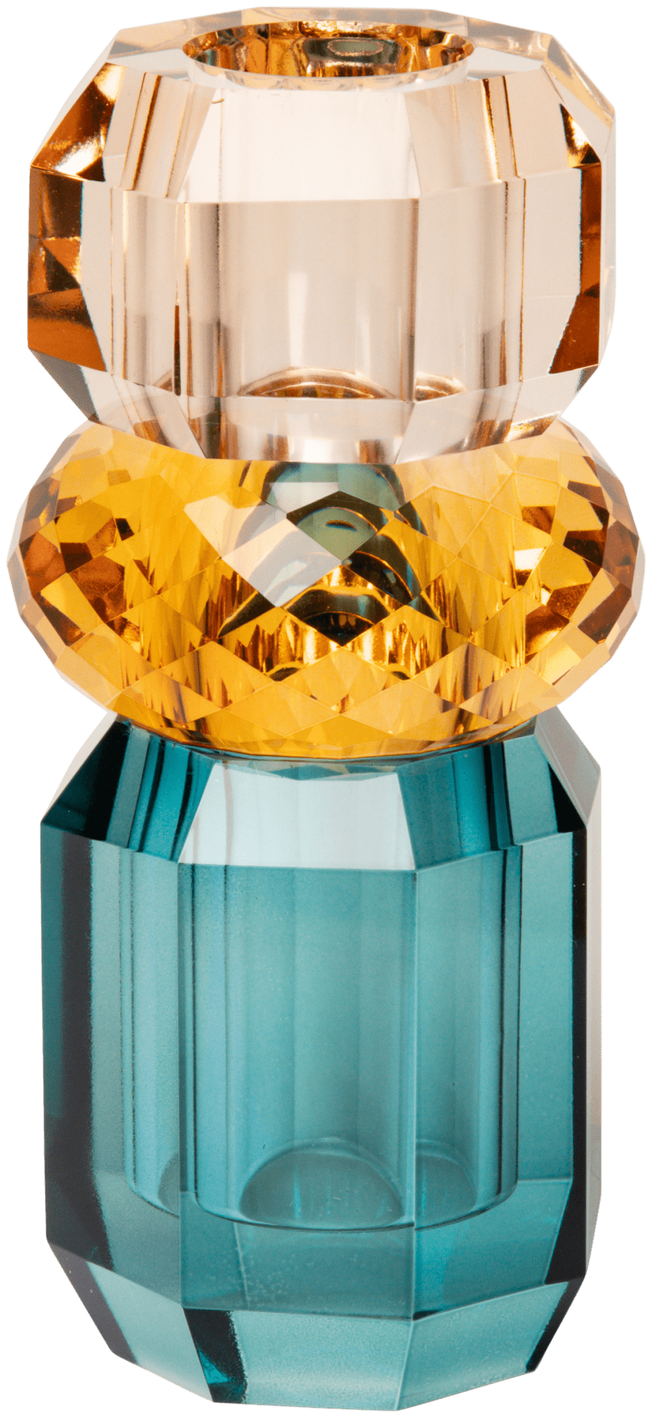 Crystal Vase, Petrol/Amber/Peach - Joy