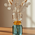 Crystal Vase, Petrol/Amber/Peach - Joy Gift Shoppe