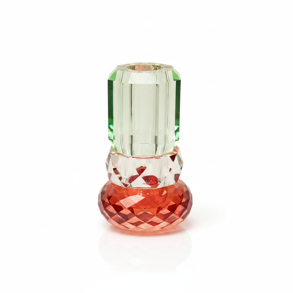 Crystal Vase, Red/Clear/Light Mint - Joy