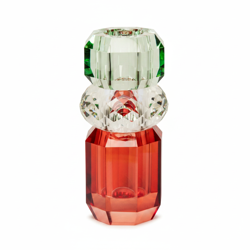 Crystal Vase, Red/Clear/Light Mint - Joy