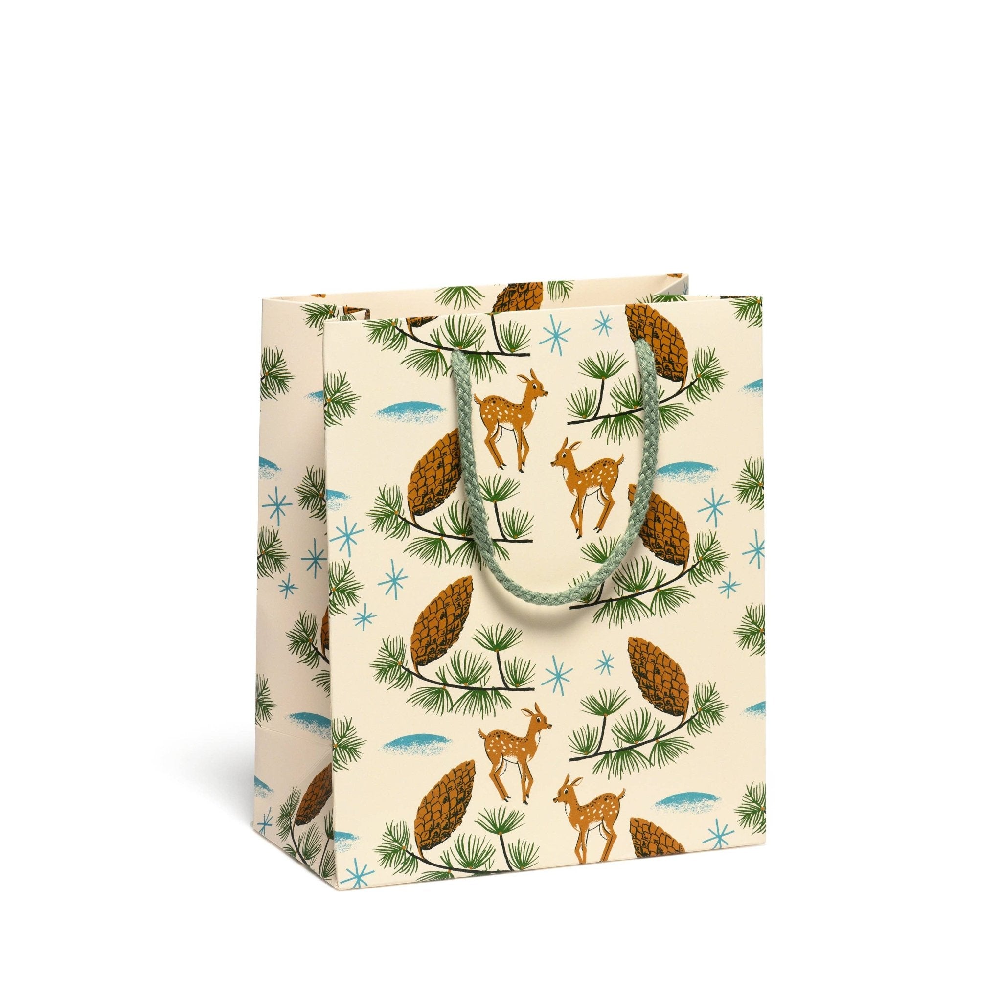 Deer and Pine Cones Gift Bag: Large - Joy