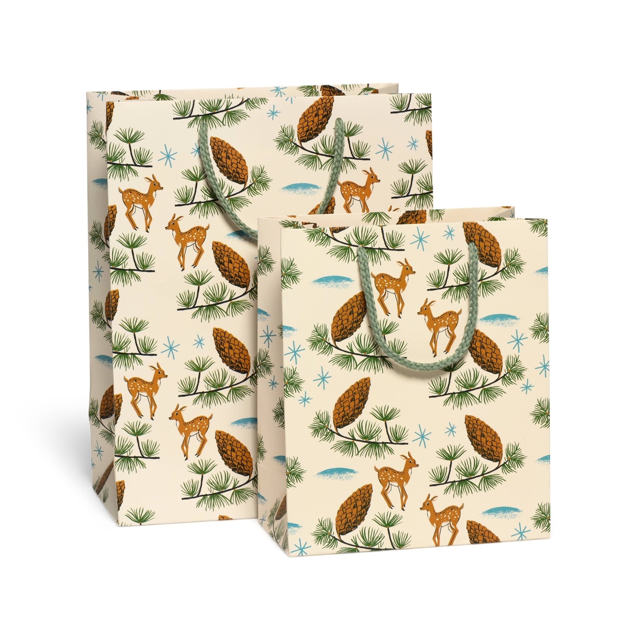 Deer and Pine Cones Gift Bag: Large - Joy