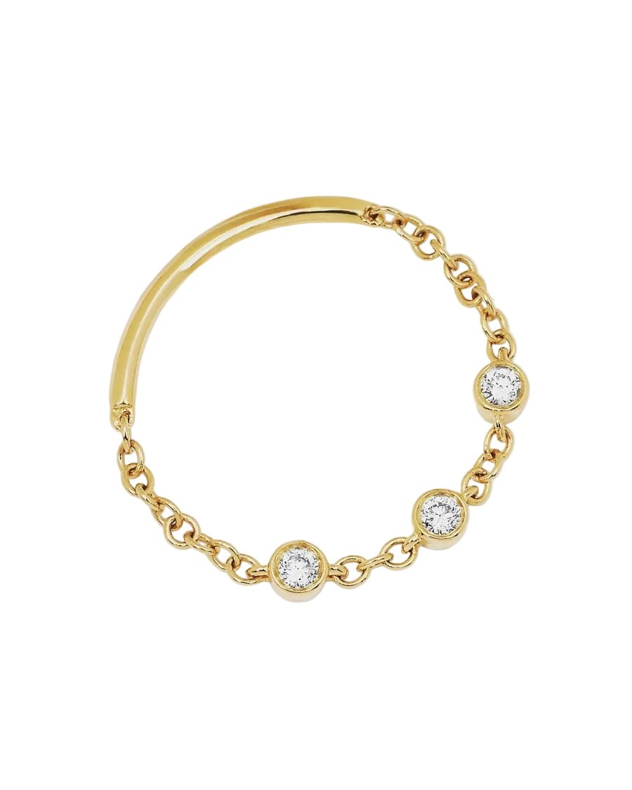 Diamond Triple Bezel Chain Ring Size 7 - Joy Gift Shoppe