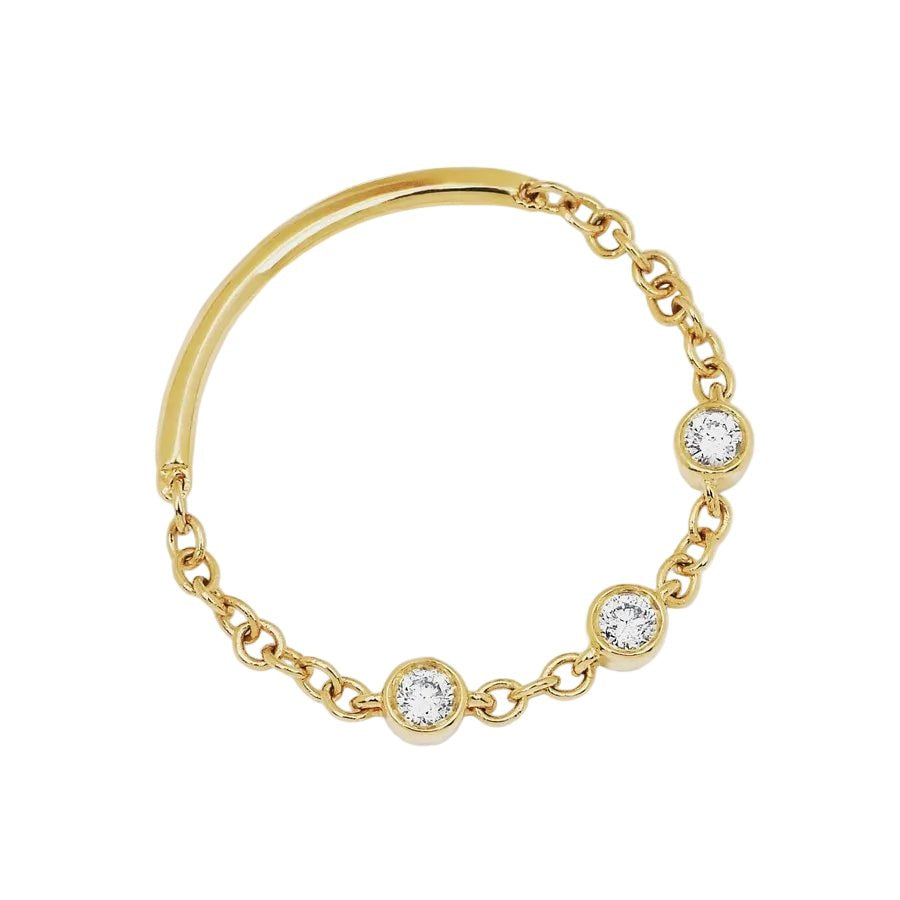 Diamond Triple Bezel Chain Ring Size 7 - Joy Gift Shoppe