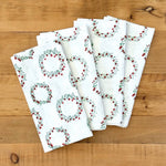 Dinner Napkins (set of 4) - Wreath, Evergreen & Red - Joy