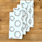 Dinner Napkins (set of 4) - Wreath, Evergreen & Red - Joy