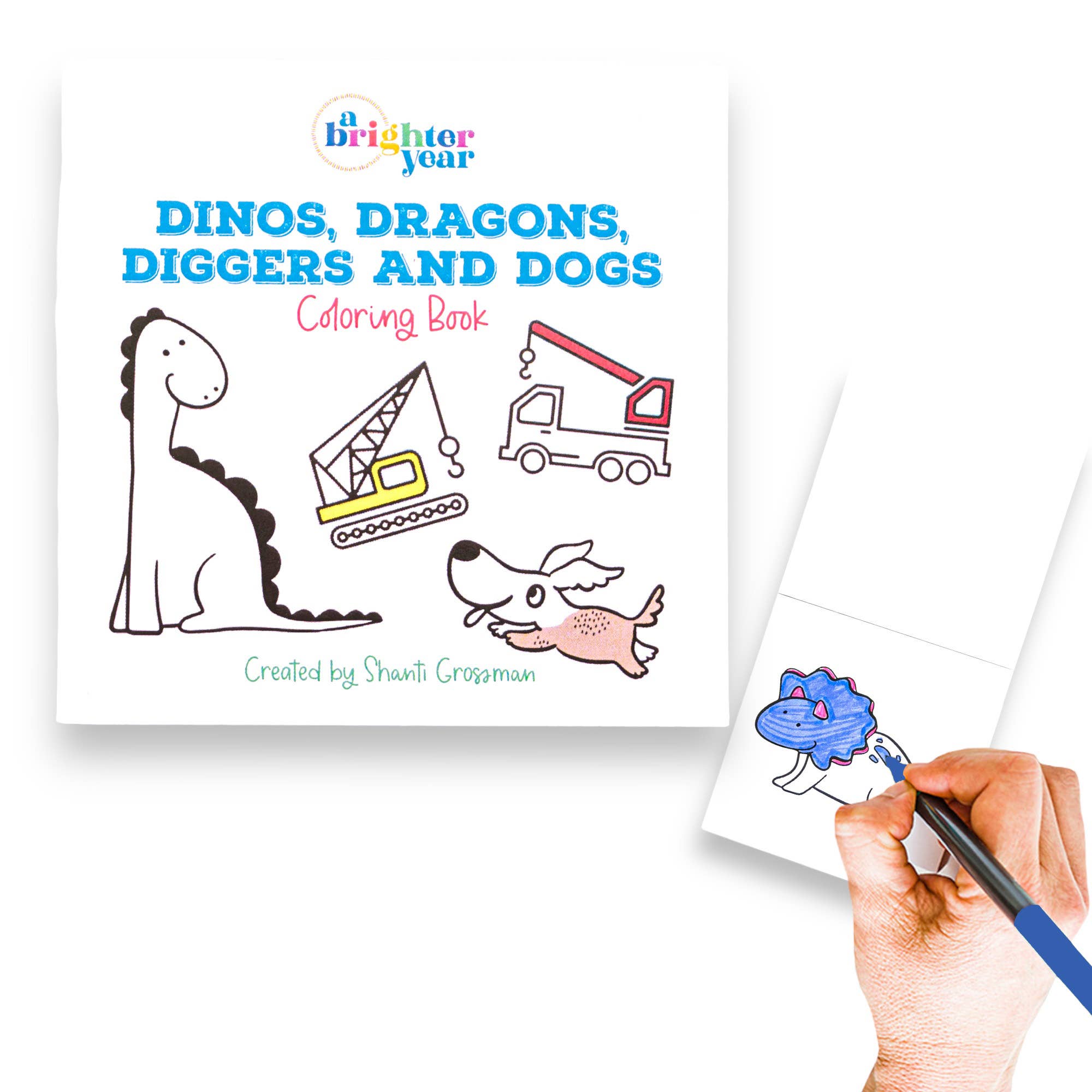 Dinos, Dragons, Diggers & Dogs Mini Coloring Book - Joy Gift Shoppe