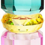 Double Sided Crystal Candle Holder, Violet/Yellow/Petrol - Joy