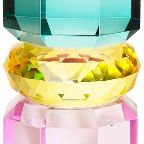 Double Sided Crystal Candle Holder, Violet/Yellow/Petrol - Joy