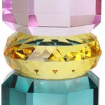 Double Sided Crystal Candle Holder, Violet/Yellow/Petrol - Joy