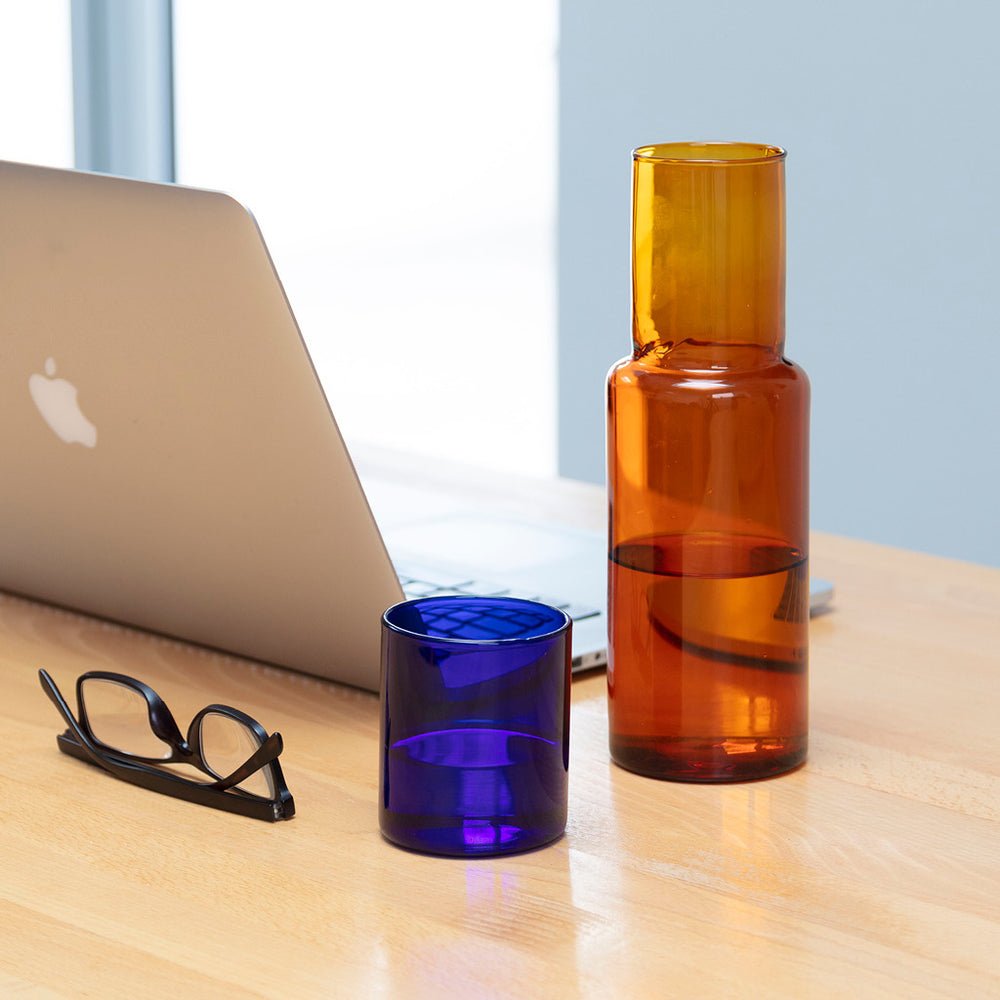 Duo Tone Glass Carafe - Amber/Cobalt - Joy