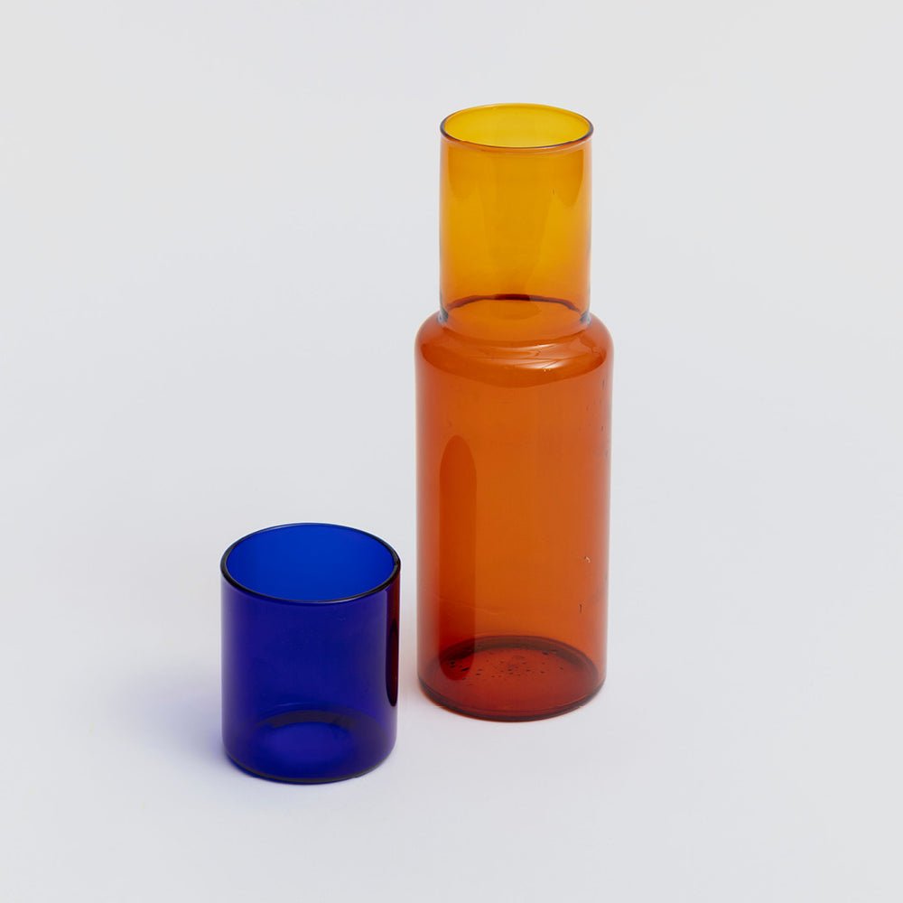 Duo Tone Glass Carafe - Amber/Cobalt - Joy