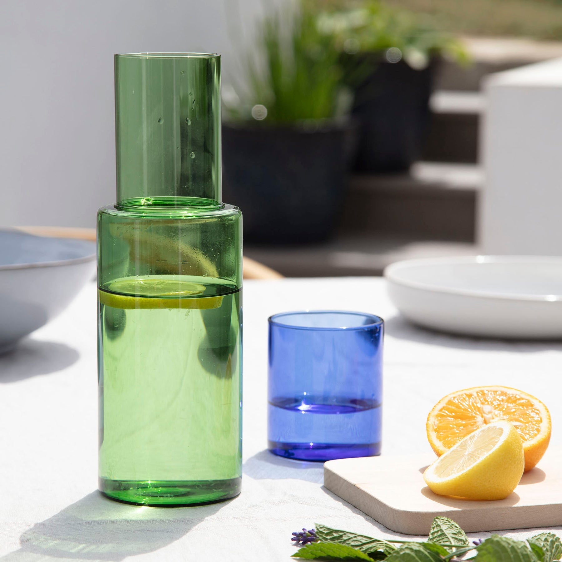 Duo Tone Glass Carafe - Green/Blue - Joy