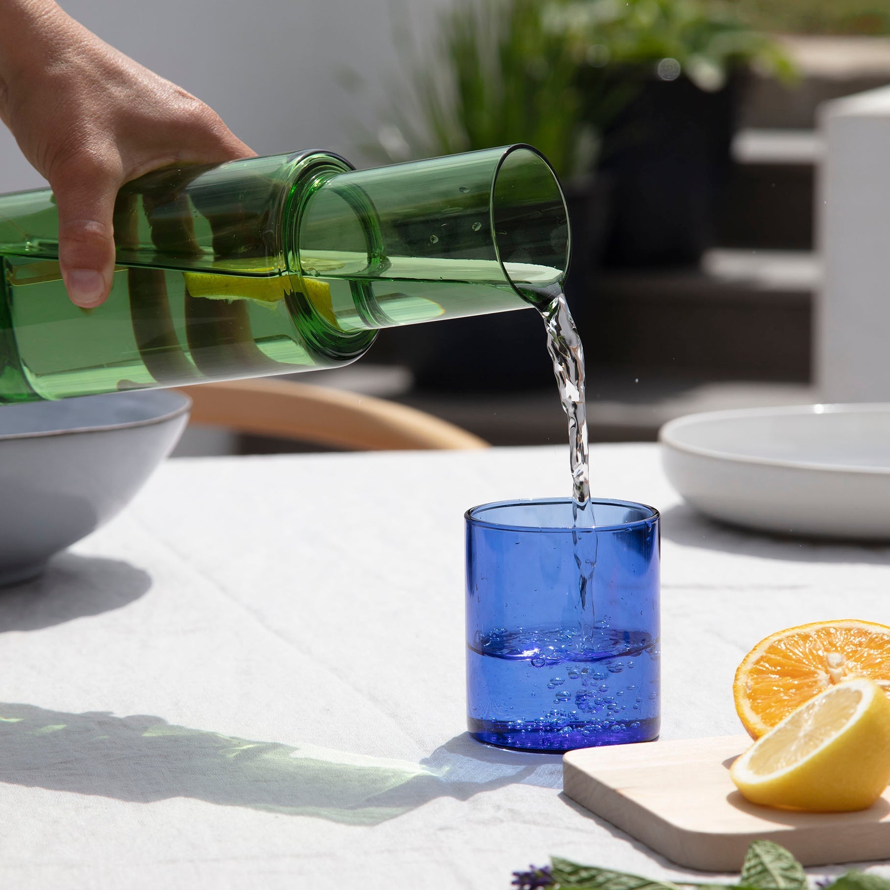 Duo Tone Glass Carafe - Green/Blue - Joy