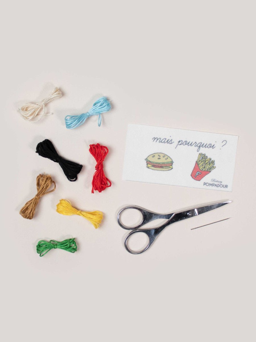 Easy Embroidery Kit - Burger & French Fries - Joy Gift Shoppe