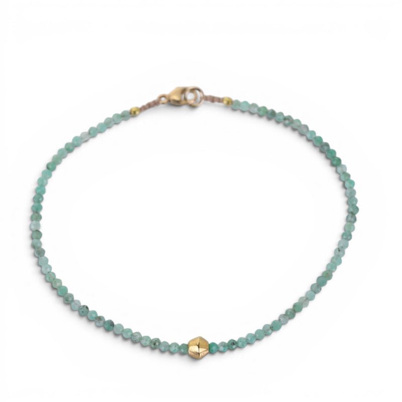 Emerald + 18KT Beaded Bracelet - Joy Gift Shoppe