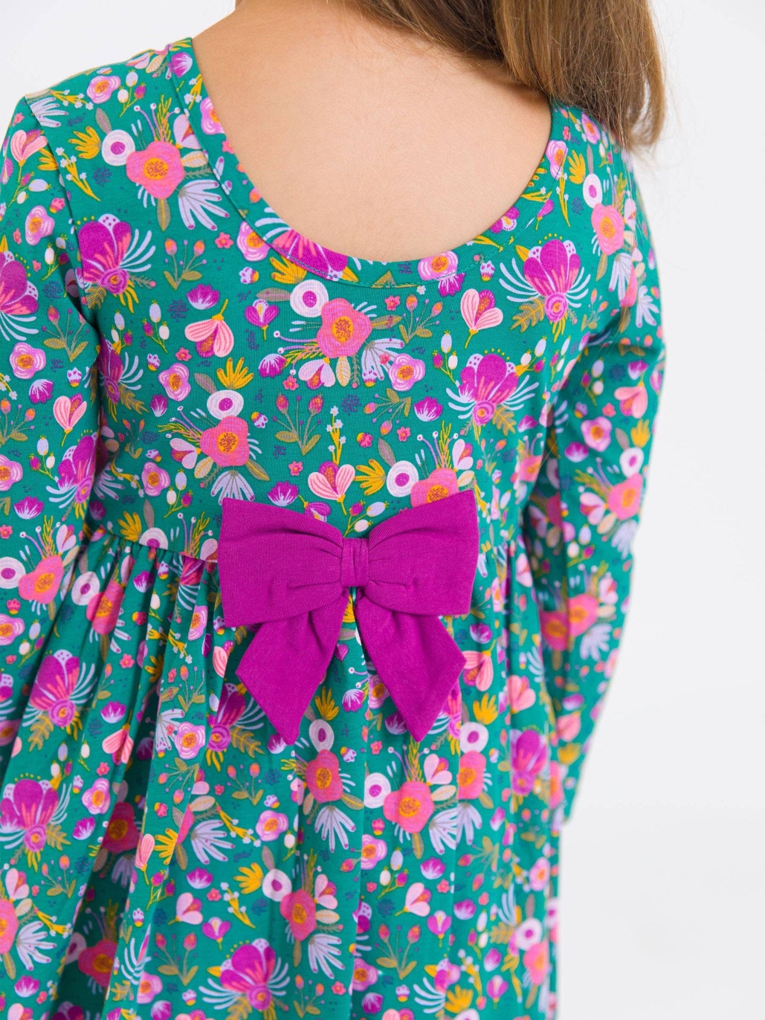 Emerald Floral Knit LS Twirl Dress | 2T - Joy