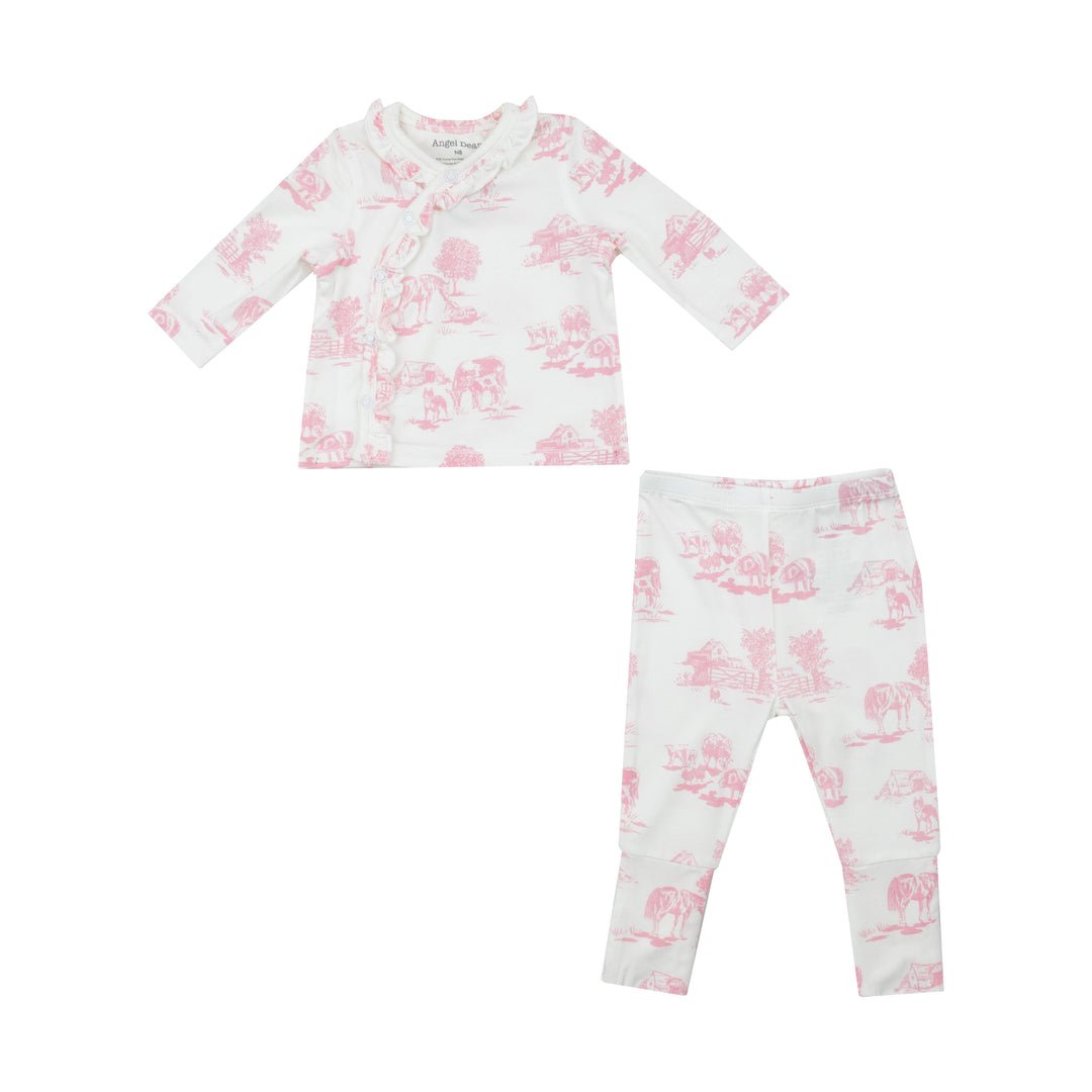 Farm Toile Pink with Rollover cuff pants - Joy