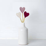Felt Heart Stem: White - Joy
