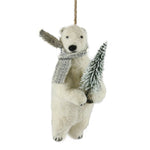 Felt Polar Bear Holding Tree Ornament - Joy