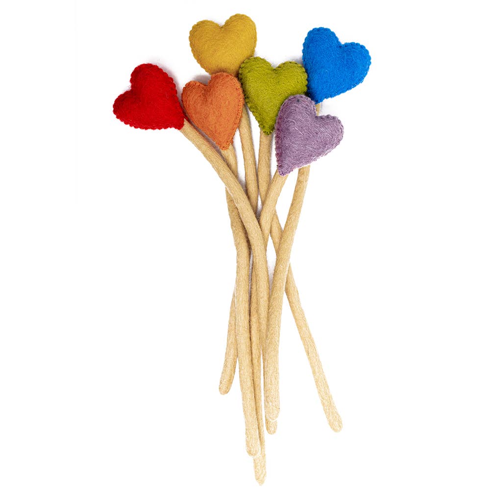 Felt Rainbow Heart Stems - Joy