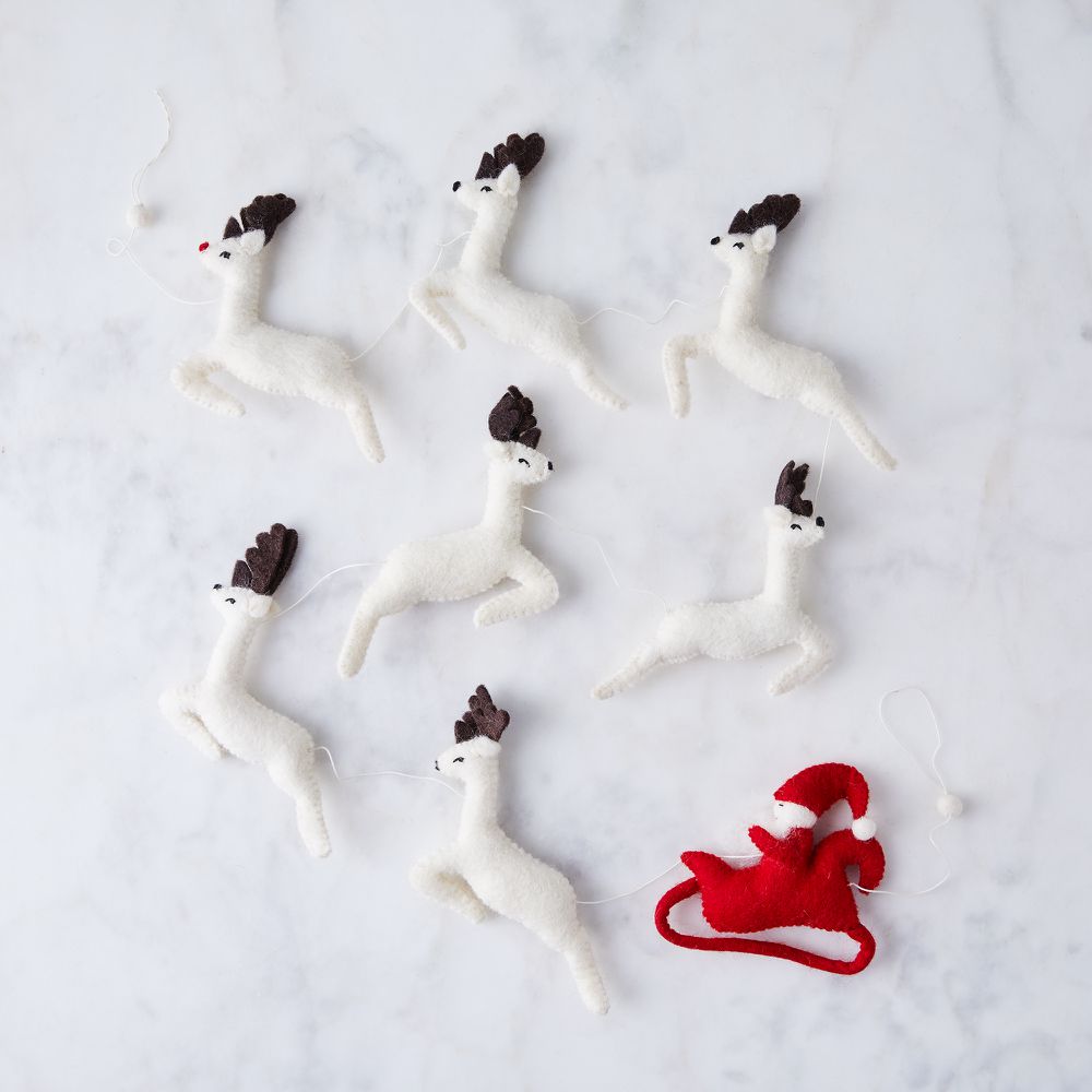 Felt Santa and Reindeer Garland - Joy