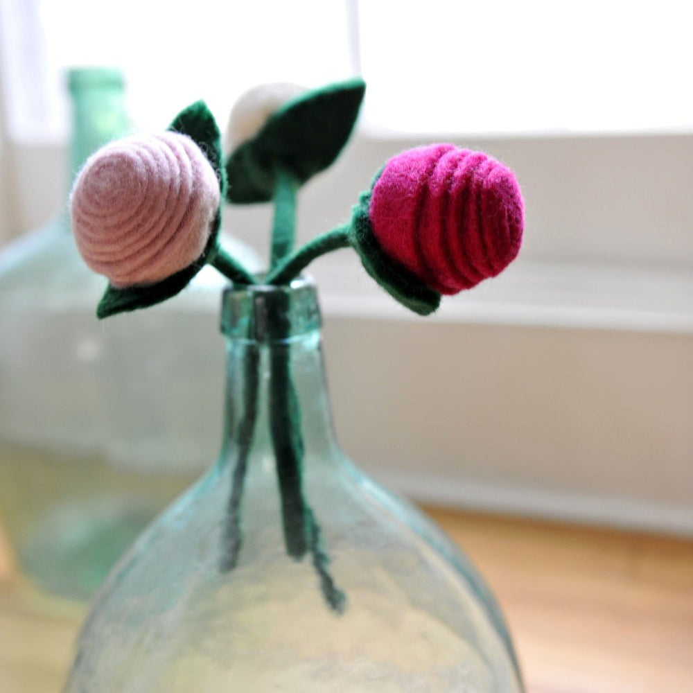 Felt Tea Rose: Dark Pink - Joy