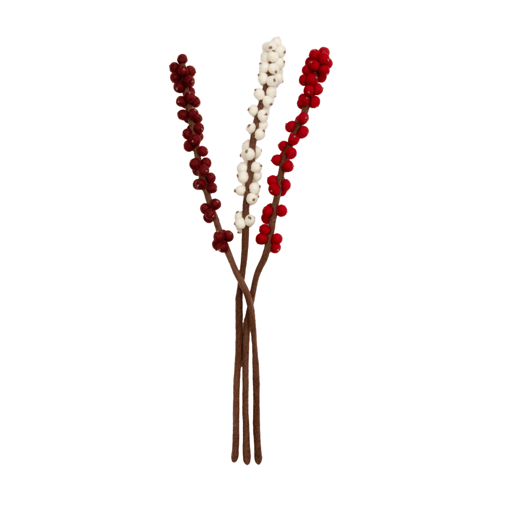 Felt Winterberry Ilex Stem: Red - Joy