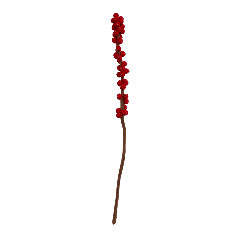 Felt Winterberry Ilex Stem: Red - Joy